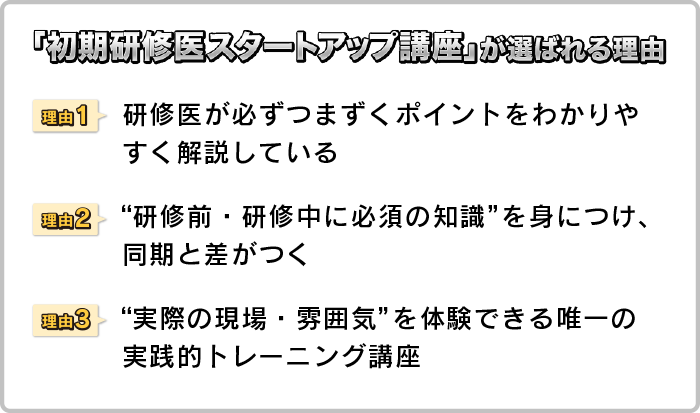 初期研修医スタートアップ講座が選ばれる理由